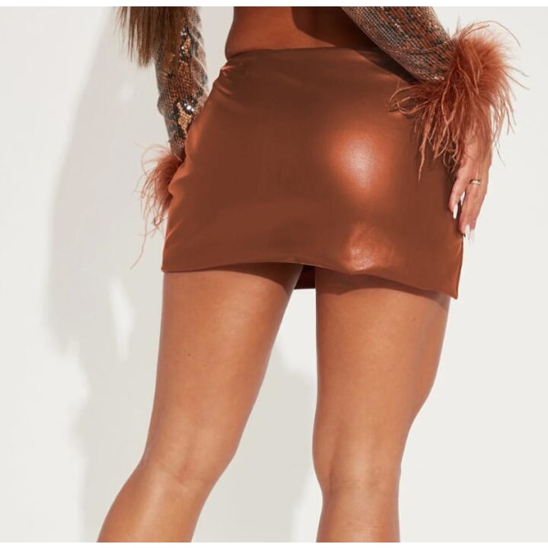 Kvindesexy Split Ultra Kort Kjole Brown L