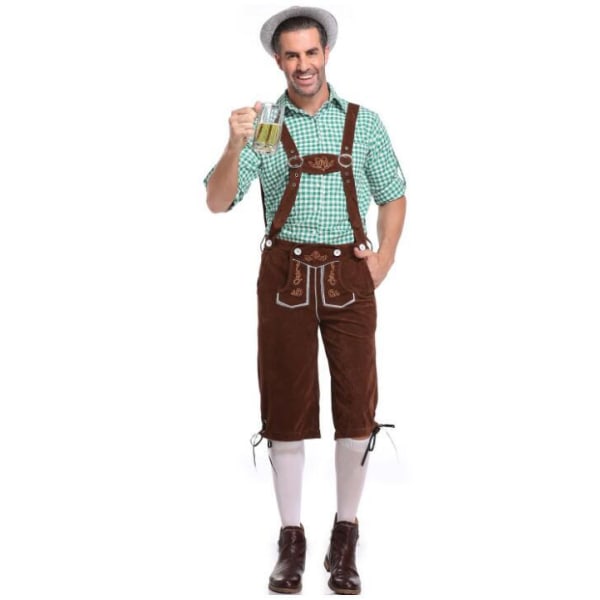 Oktoberfest- set för män med grå hatt Green Brown M