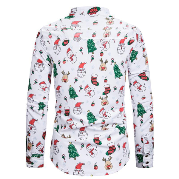 Långärmad herrskjorta Julskjorta Bankett Holiday Printe Color 1 XL