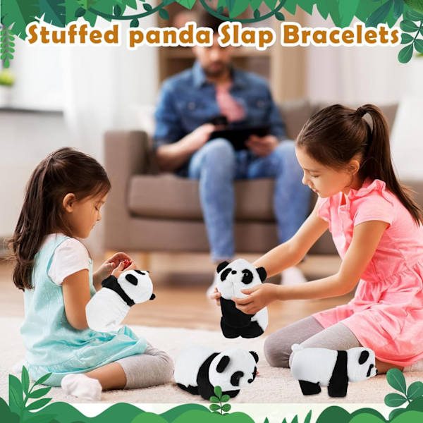 4 stk. Fyldte Panda Dyre-Slap Armbånd