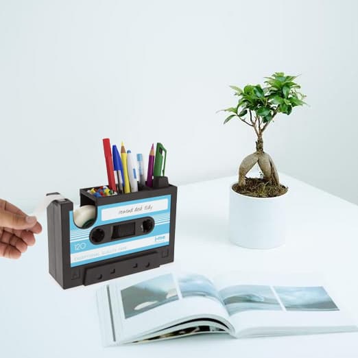 Retro Cassette Tape Dispenser Pennhållare