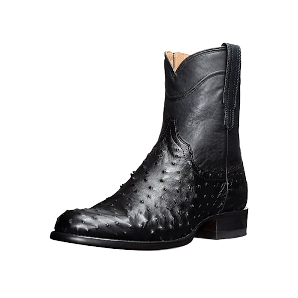 Alamosa Ostrich Square Toe Casual Boots Mid Calf för män Black 39