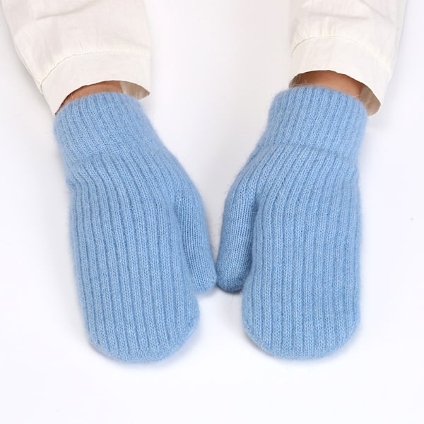 Vinterhansker for kvinner, strikkede tykke hansker Blue