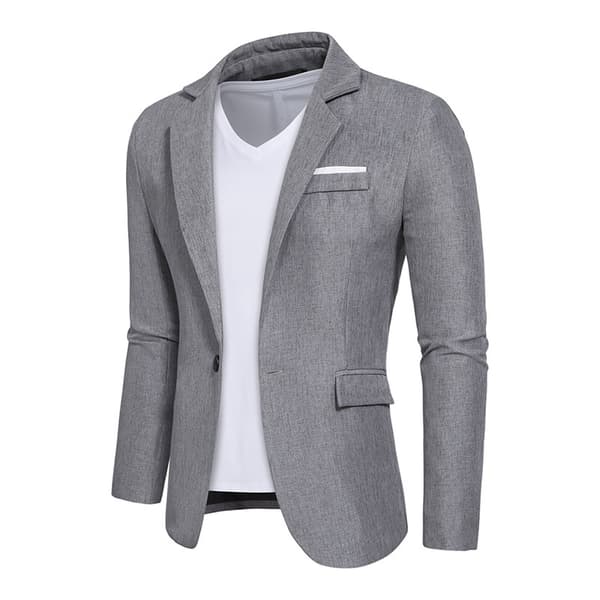Slim fit business casual kavajer för män, enknäppt lättviktskostymjacka Grey S