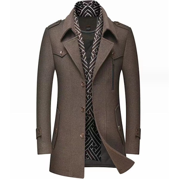 Herrar Herringbone Tweed Lång Kavaj Brown M