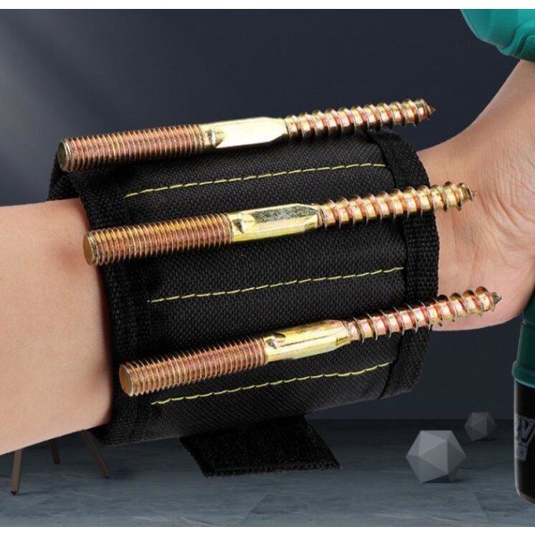 2 ST Magnetisk handledsrem för verktygsförvaring Black 3 rows of 6 magnets