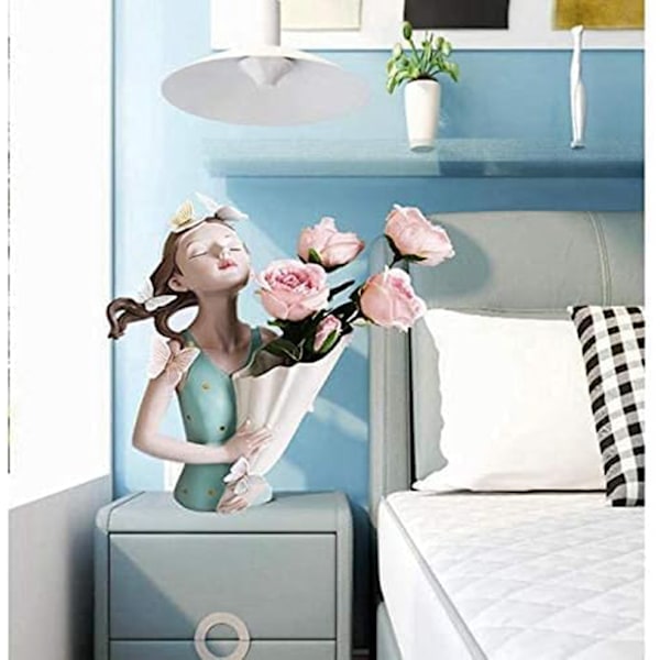 Flickor Figurer Blomvas, Resin Flickor Staty Skulptur Blomkrukor white