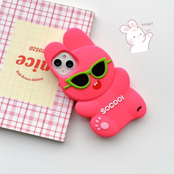 3D Luova Cartoon Cool Sunglasses Rabbit -kotelo iPhonelle Iphone12