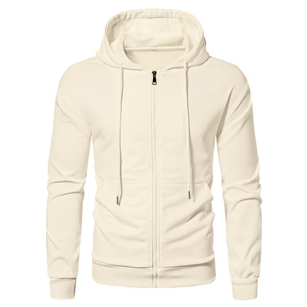 Fleecehettegenser med full glidelås for menn Apricot L