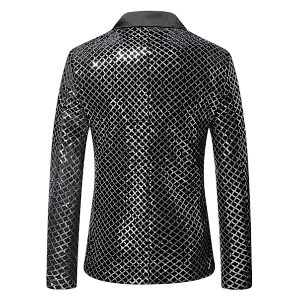 Män glänsande paljettjacka kavaj med en knapp Silver XL