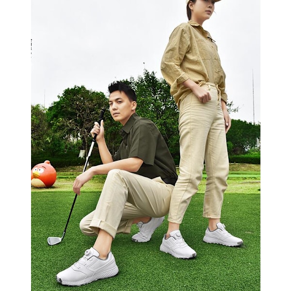 Dame Golf Sko Spikeless Vanntett Golf Sport Sneakers White Grey 44