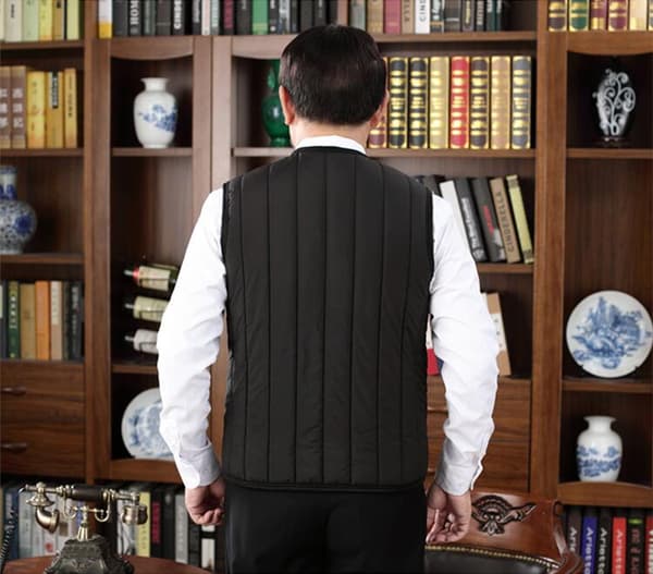 Vintervarm vest i sherpafleece for menn Black M