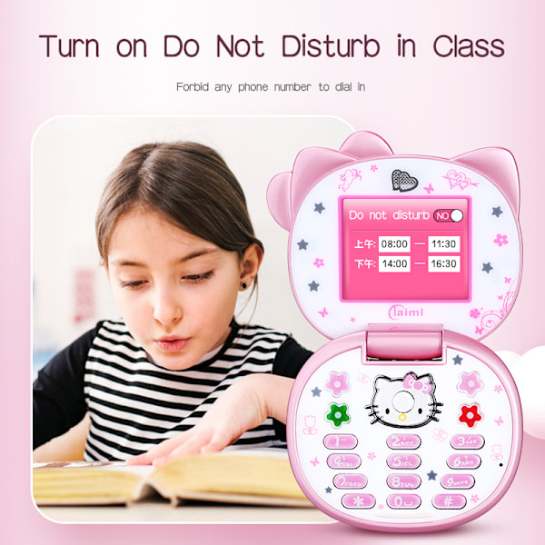 Barnens Hello Kitty Mobiltelefon, Barnens Tangentbord, Vikbar Telefon Pink