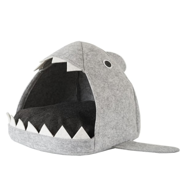 Kattetoilet Varmt Kattemad Shark-Formet Hus Varmt Kennel Killinge Seng Grey