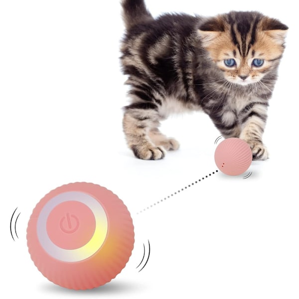 Interaktivt Katt Lekeball, Automatisk 360° Selv-Roterende Rulleball Pink