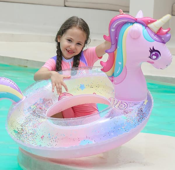 Pool Float för småbarn, Uppblåsbar åkbar poolleksak för barn och vuxna 1-5Y