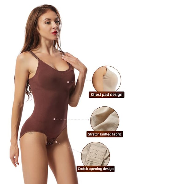 Body Shapewear för kvinnor Tummy Control Jumpsuit brown M