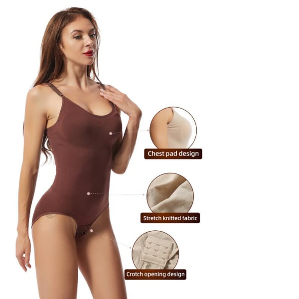 Body Shapewear för kvinnor Tummy Control Jumpsuit brown XXL