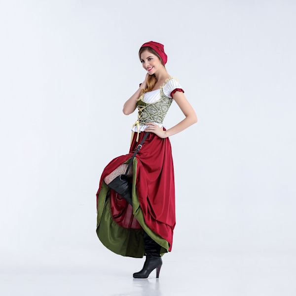 Oktoberfestdräkt för kvinnor, traditionell bayersk karnevalskostym Style 2 XL