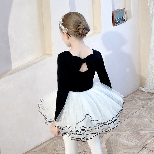 Långärmad Balletklänning för Flickor Black 130cm