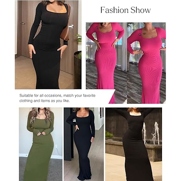 Långärmad Maxiklänning Bodycon Cocktailklänning Coffee L