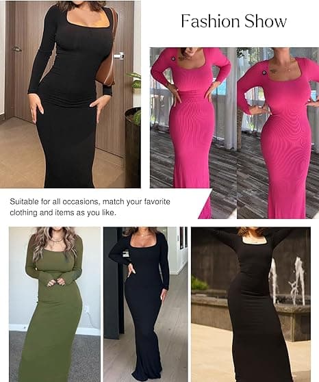 Pitkähihainen Maxi-mekko Bodycon Cocktail-mekko Black L