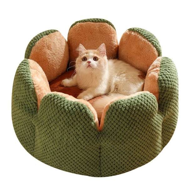 Pet Cactus Petal Nest Plush Thickening Cat Nest green L