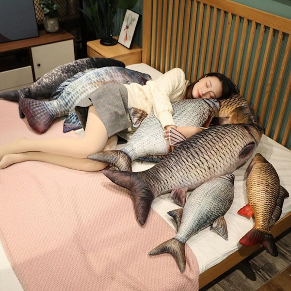 Jättelik Simulerad Fisk Plyschleksak, Mjuk Fisk Dekorationskudde Q7 80cm