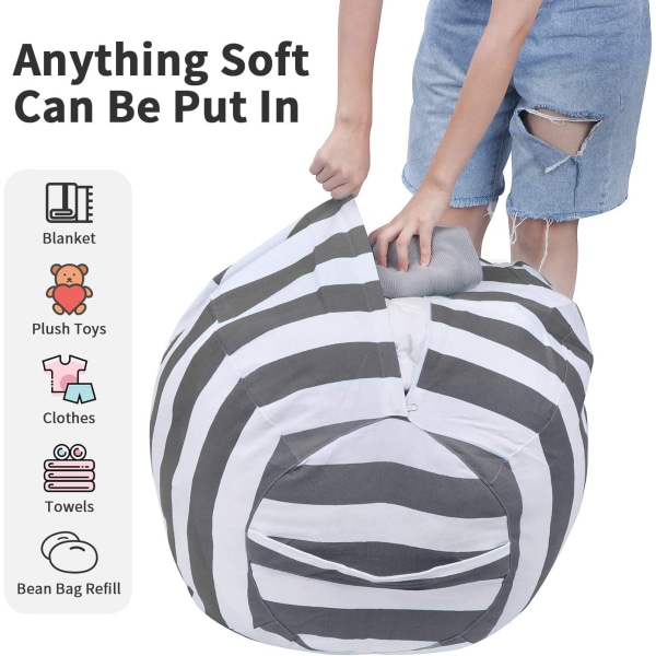 Förvaring Bean Bag Cover för barnrum Grey 32inch