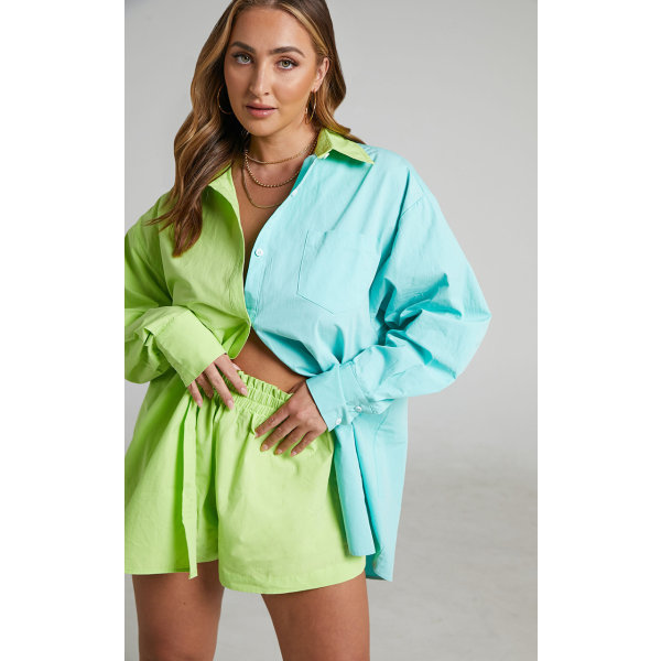 Kvinnors 2-delade Lounge träningsoverall Shirt Outfit Set Green M