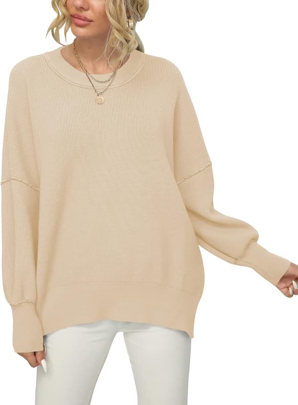 Hettegenser med flaggermusarmer for kvinner Khaki L