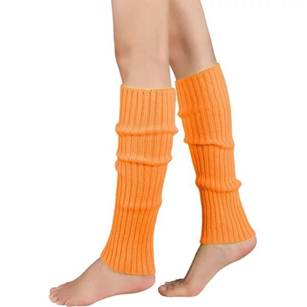 Dame Legwarmere i 80-talls Ribbestrikk Orange