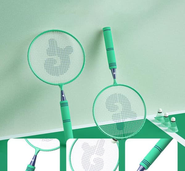 Badmintonracket för barn med badmintonbollar Yellow