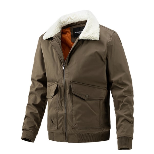 Herrjackor Full Zip Vintervarma kappor Ytterkläder khaki L