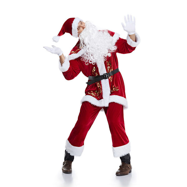 8-delad Jultomte Kostym för Herrar - Festkläder för Julen 4XL