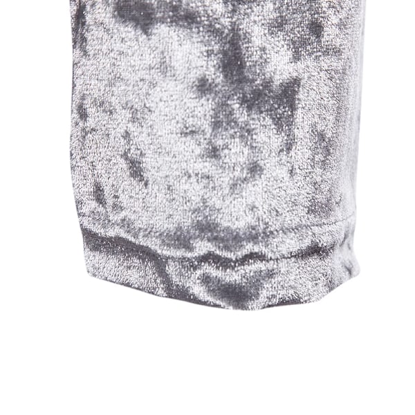 Herrar Sammet Långärmad Skjorta Turtleneck Slim Fit Topp Silver M