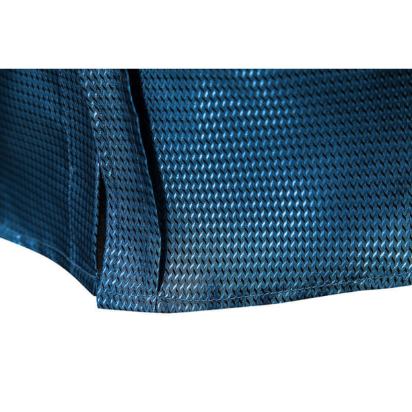 Herrar Blank Glansficka Långärmad Krage Tryckt Skjorta Blue XL