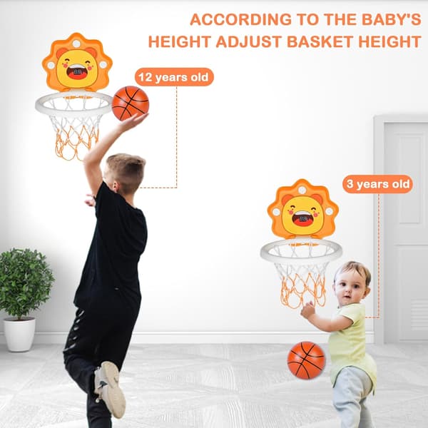Minibasketballstativ for småbarn, 2 i 1 bærbart stativ med scoring Orange