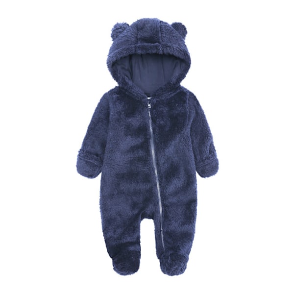 Jumpsuit med huva i fleece för nyfödd navy blue 12 M