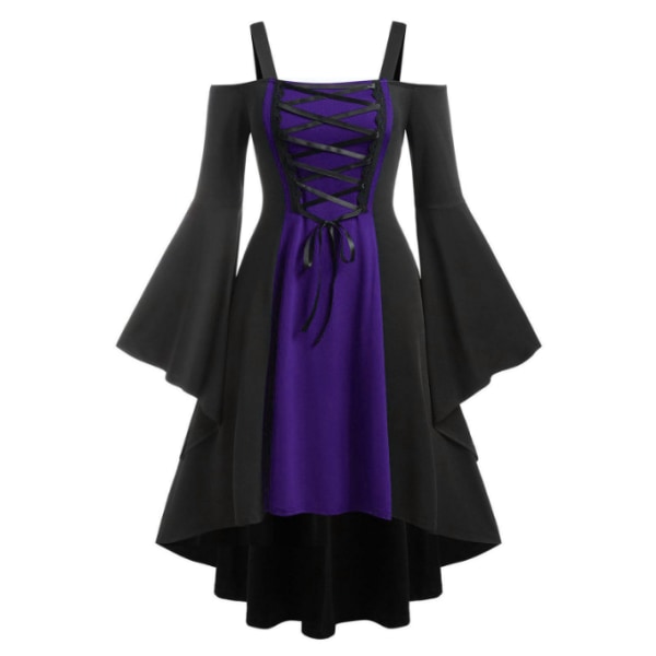 Gotisk punkklänning för kvinnor för Halloween Cosplay festklänning purple S