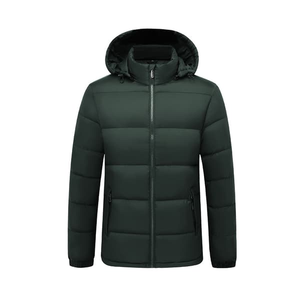 Varm vinterjacka med huva för män Green XL
