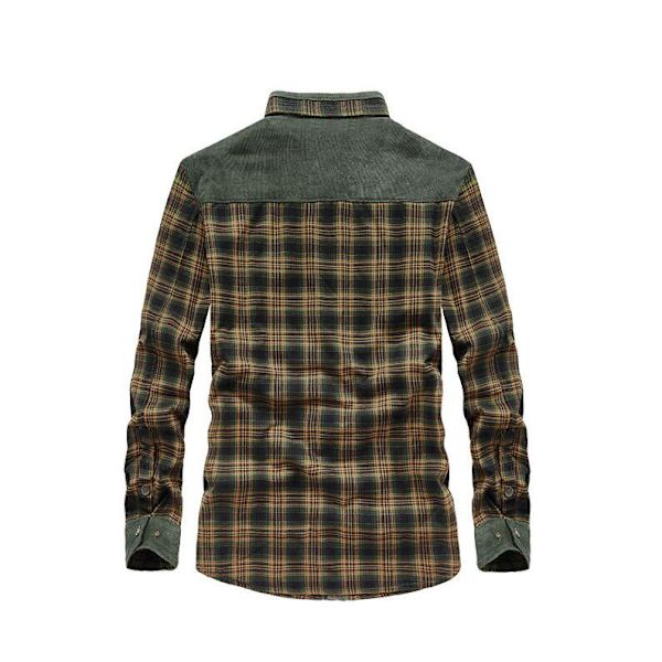 Casual jacka med rutig fleece för män green brown M