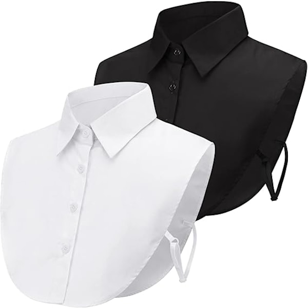 2 st löstagbara kragar för kvinnor skjortkragar