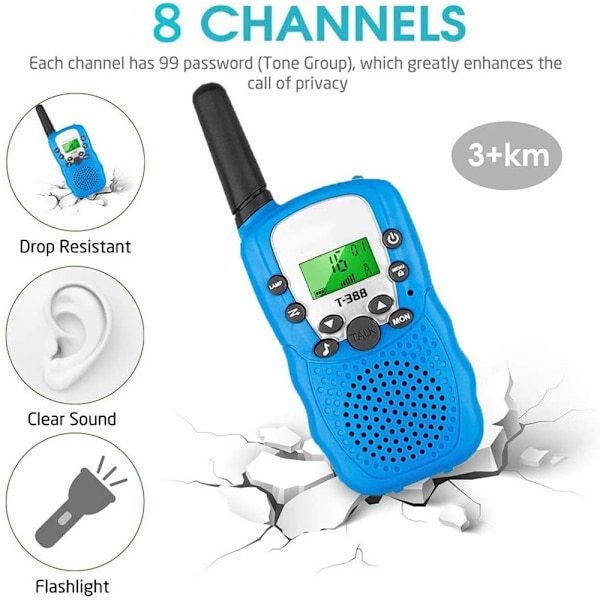 3 km lång räckvidd Walky Talky för barn Blue