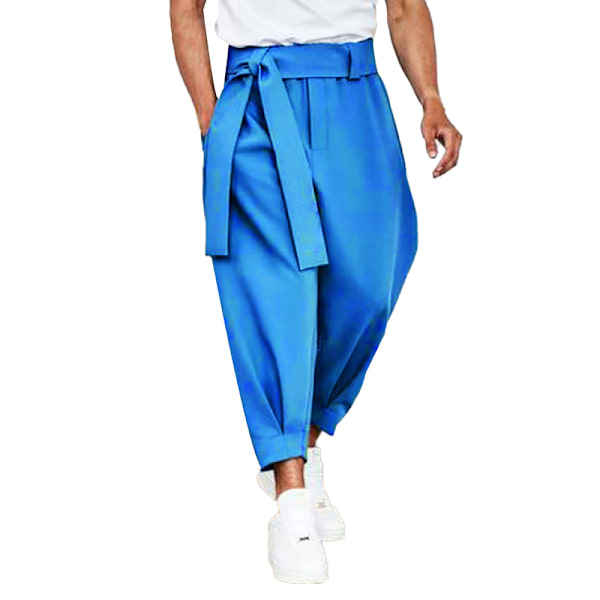 Haremsbyxor för män Casual Loose Fit Baggy Pants Blue 2XL
