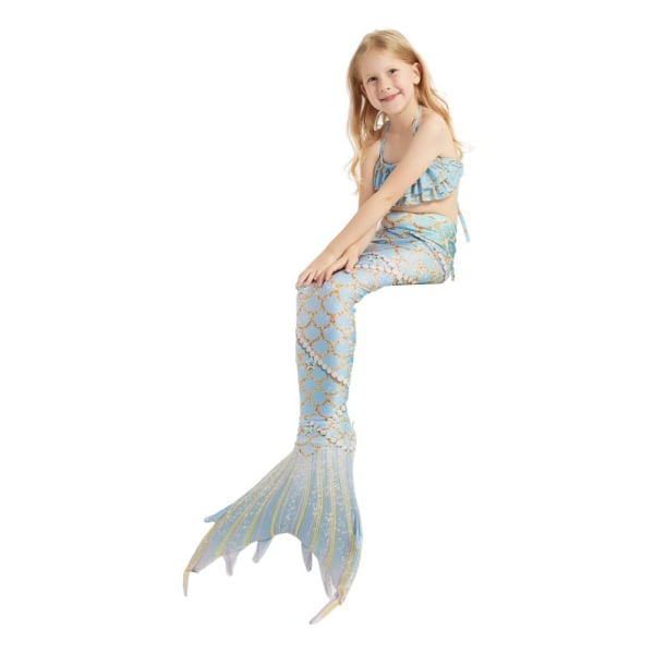 Mermaid Tails Baddräkt för flickor Simning 3st Mermaid Princess Baddräkt blue 110cm