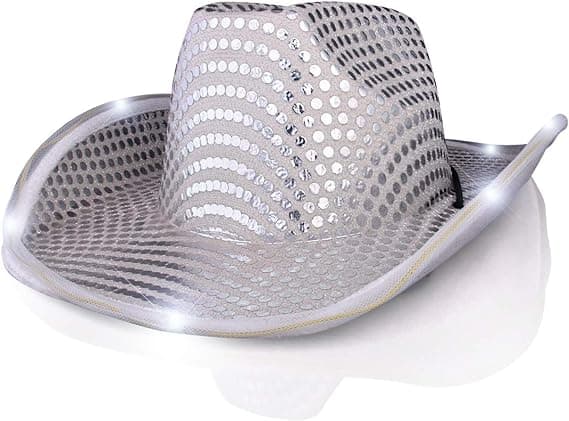 Sequin LED Cowboyhatt med Lys for Kvinner Grey