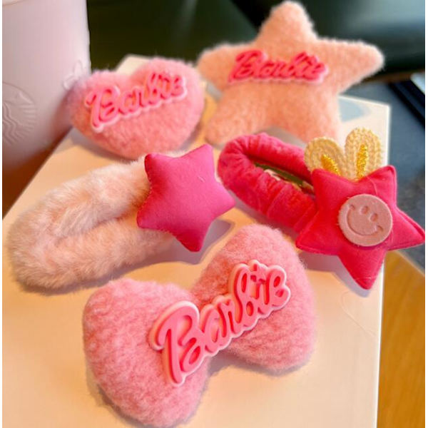 2 st fluffiga söta clips för lugg, BB-clips hårtillbehör STYLE 1