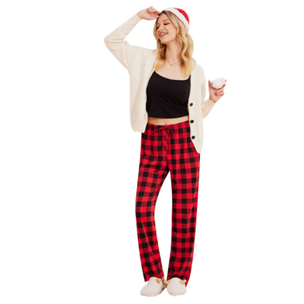 Dam Casual Long Pyjamas Lounge Byxor Sovkläder red S