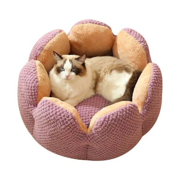 Pet Cactus Petal Nest Plush Thickening Cat Nest purple S